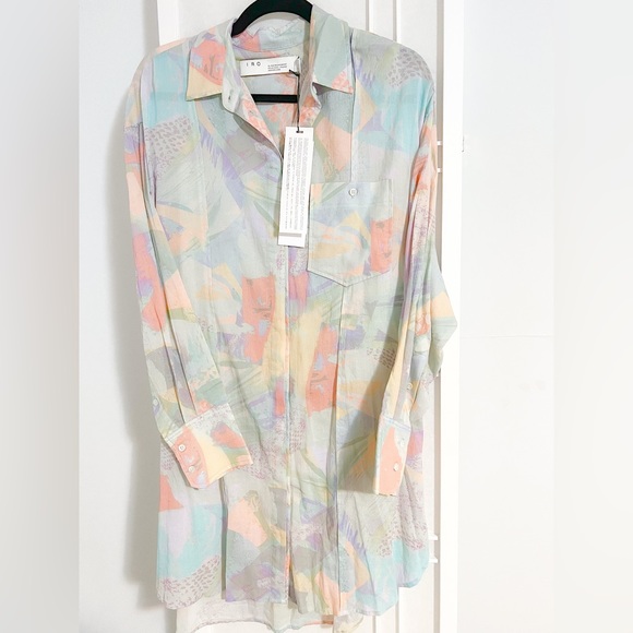 (New with Tags) IRO Cielo Abstract Print Shirt Dress - Picture 5 of 11